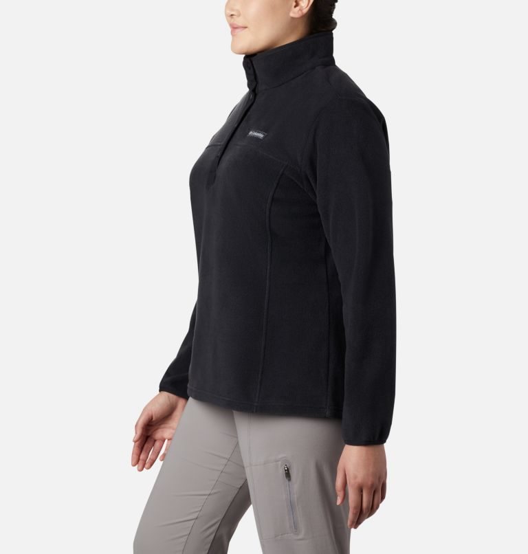 Women's Columbia Benton Springs 1/2 Snap Sweatshirts Black | Plus Size CA-P8306